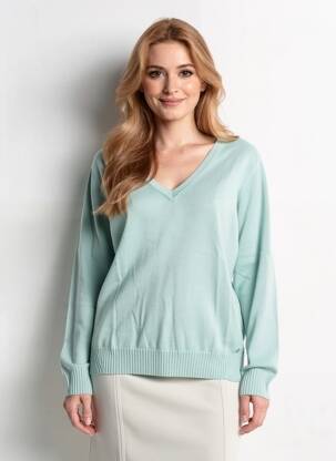 Pull coupe droite manches longues bleu MD'M femme