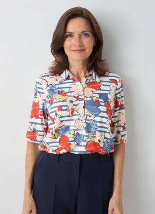 Polo coupe droite manches courtes bleu BARBARA LEBEK femme