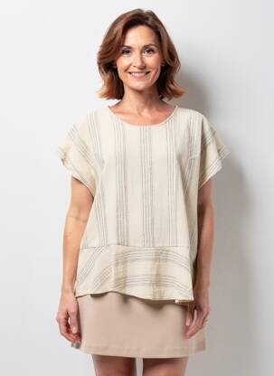 T-shirt coupe droite manches courtes beige CISO femme