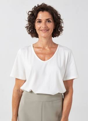 T-shirt coupe droite manches courtes blanc CISO femme