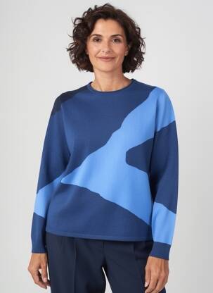 Pull coupe droite manches longues bleu BARBARA LEBEK femme