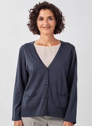 Gilet manches longues fermeture boutonnée sur le devant bleu BARBARA LEBEK femme