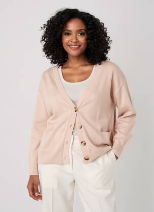 Gilet manches longues fermeture boutonnée sur le devant beige ÉTYMOLOGIE femme
