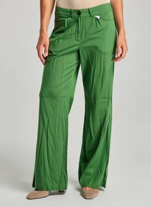 Pantalon droit tissage crêpe taille normale vert CLOUD9 femme