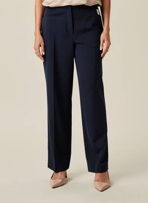 Pantalon droit tissage crêpe taille normale bleu BARBARA LEBEK femme
