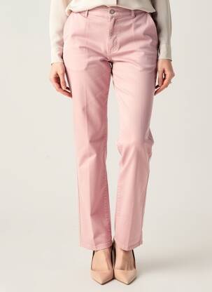 Pantalon droit tissage popeline taille normale violet RECOVER C.C. femme