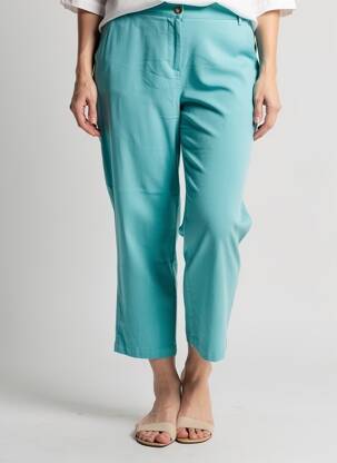 Pantalon 7/8 taille haute taille haute bleu C'EST BEAU LA VIE femme
