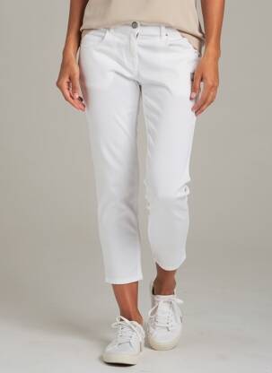 Pantalon 7/8 taille haute taille haute blanc ANNA MONTANA femme