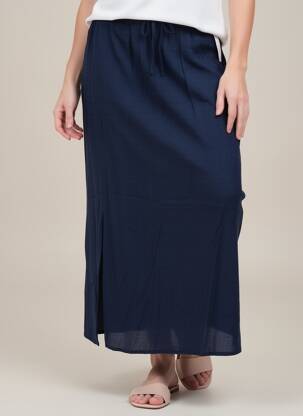 Jupe longue coupe fluide bleu MD'M femme