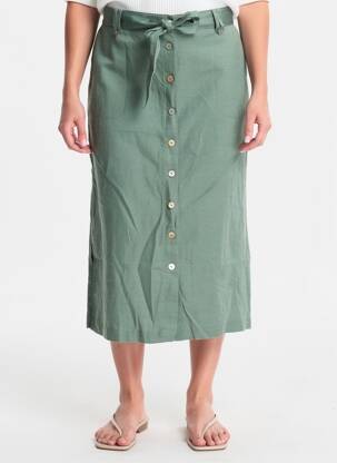 Jupe longue coupe droite vert JULIE GUERLANDE femme