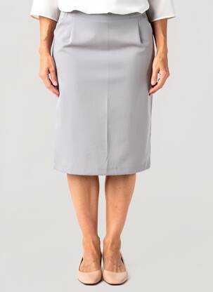 Jupe mi-longue coupe droite gris OMC femme