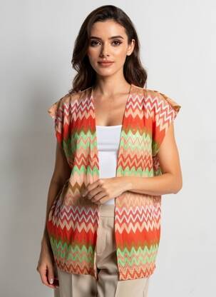 Gilet manches longues maille ajourée rouge GARCIA femme