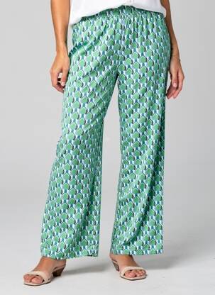 Pantalon droit tissage popeline taille normale vert C'EST BEAU LA VIE femme
