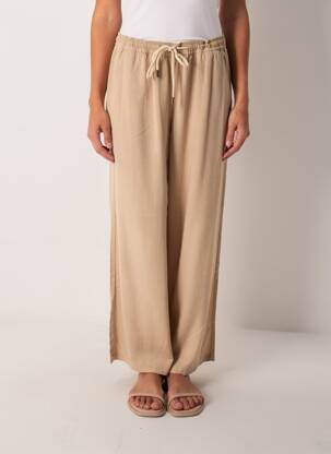 Pantalon large tissage popeline taille normale beige GARCIA femme