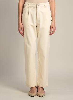 Pantalon droit stretch taille normale beige GARCIA femme