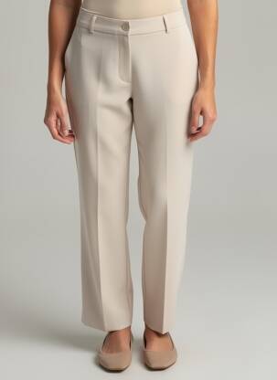 Pantalon droit stretch taille normale beige TINTA femme