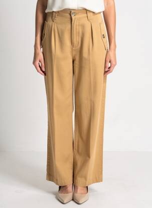 Pantalon droit tissage popeline taille normale marron GARCIA femme