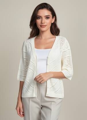 Gilet manches longues manches 3/4 blanc C'EST BEAU LA VIE femme