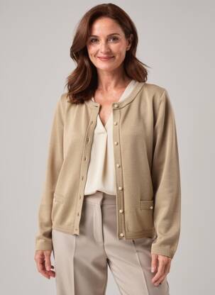 Gilet manches longues col rond marron JENSEN femme