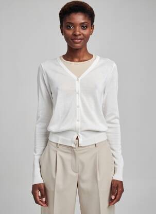 Gilet manches longues coupe cintrée blanc ZILCH femme
