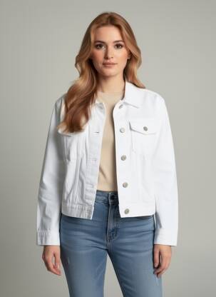 Veste casual poignets boutonnés avec fente blanc C'EST BEAU LA VIE femme