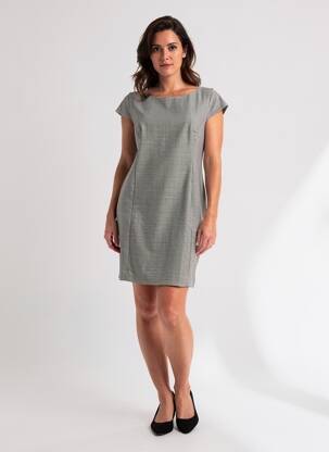 Robe courte fermeture zippée au dos manches courtes noir COTTONADE femme