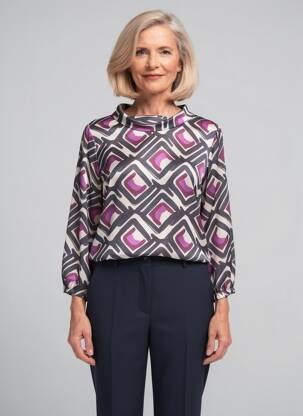 Blouse imprimé fantaisie manches longues noir BIANCA femme