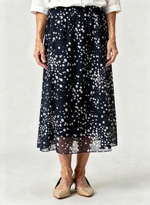 Jupe longue coupe droite bleu SIGNATURE femme