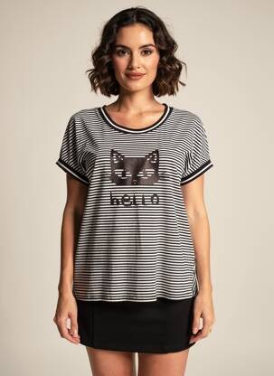 T-shirt stretch manches courtes noir SEE YOU femme