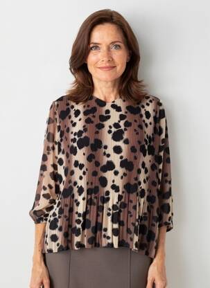 Blouse légère et transparente manches 3/4 marron SIGNATURE femme