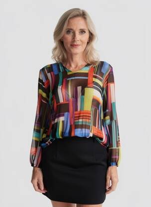 Blouse légère et transparente manches longues noir FRANCK ANNA femme