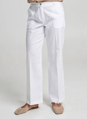 Pantalon droit tissage popeline taille normale blanc OLSEN femme