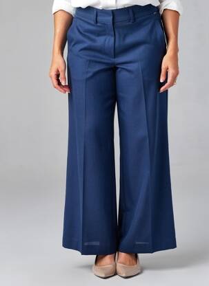 Pantalon large tissage popeline taille normale bleu LION OF PORCHES femme