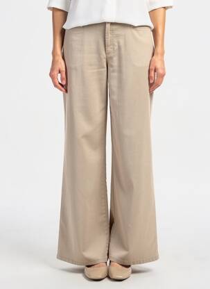 Pantalon large tissage popeline taille normale marron COUTURIST femme