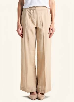 Pantalon large tissage popeline taille normale beige COUTURIST femme