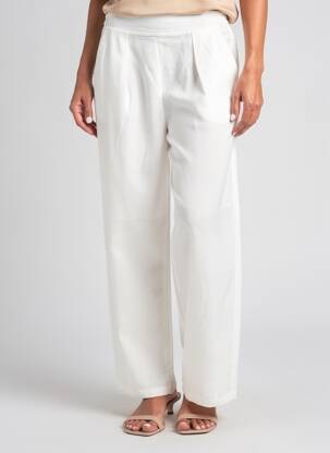 Pantalon large tissage popeline taille normale blanc GUITARE femme