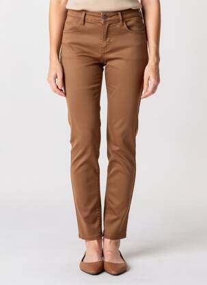 Pantalon slim tissage popeline taille normale marron COUTURIST femme