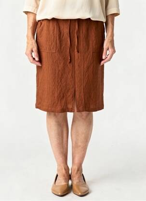 Jupe mi-longue coupe droite marron MERI & ESCA femme
