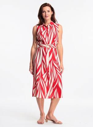 Robe longue imprimé fantaisie manches courtes rouge PAZ TORRAS femme