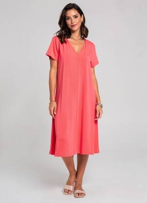 Robe mi-longue manches courtes manches courtes rose GUITARE femme