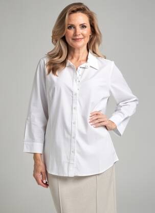 Chemisier coupe droite manches longues blanc CHATELET femme