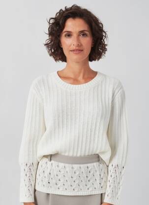 Pull coupe cintrée manches longues blanc OLSEN femme