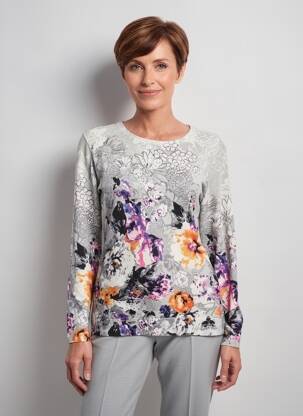 Pull coupe droite manches longues gris GUY DUBOUIS femme