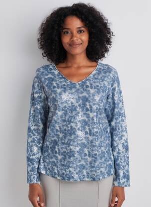 Pull coupe droite manches longues bleu ANANKE femme