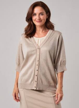 Gilet manches courtes col v marron MARBLE femme