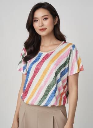 T-shirt coupe droite manches courtes blanc GUY DUBOUIS femme