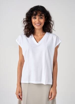 T-shirt coupe droite manches courtes blanc GUITARE femme