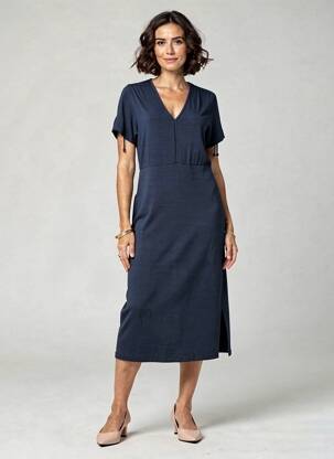 Robe longue manches courtes manches courtes bleu GUITARE femme