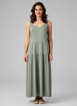 Robe longue sans manche sans manche vert GUITARE femme
