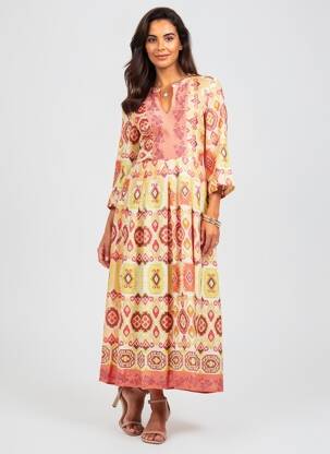 Robe longue manches longues manches longues orange GUITARE femme